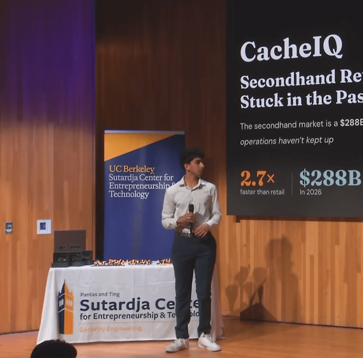Aditya Jain presenting CacheIQ at the UC Berkeley Sutardja Center for Entrepreneurship & Technology